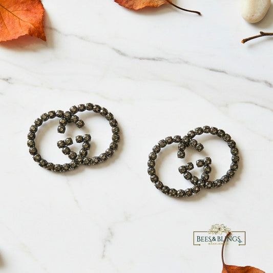 Grey party studs earrings