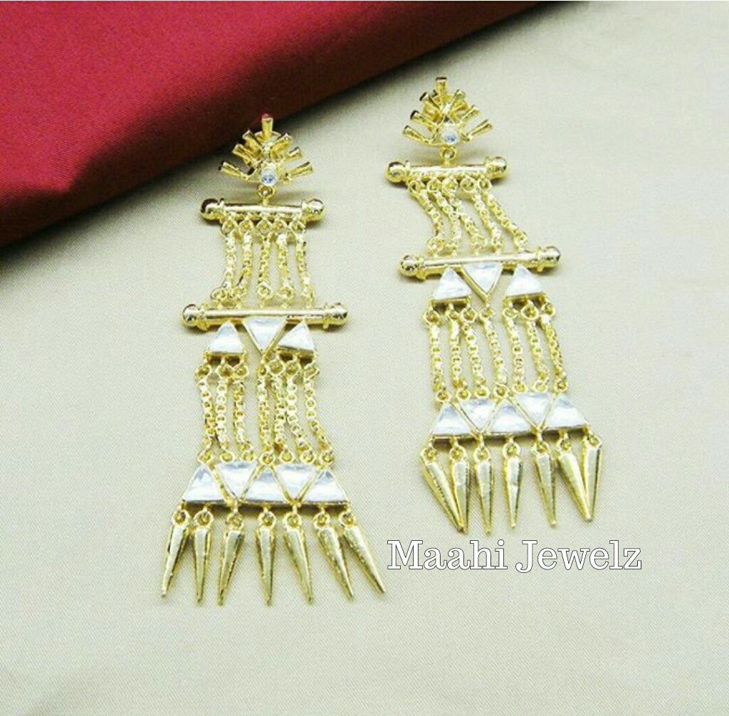 golden kundan tassel earrings