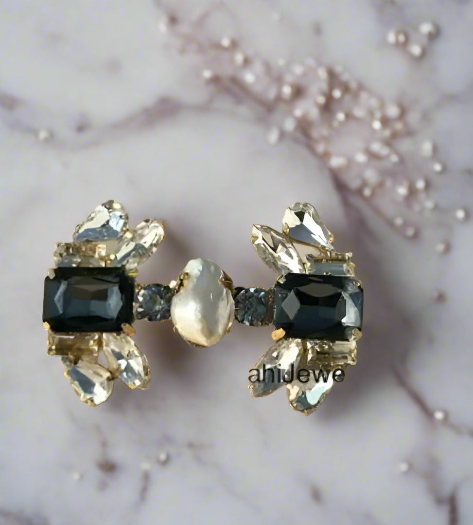 rhinestone baroque pearl ring