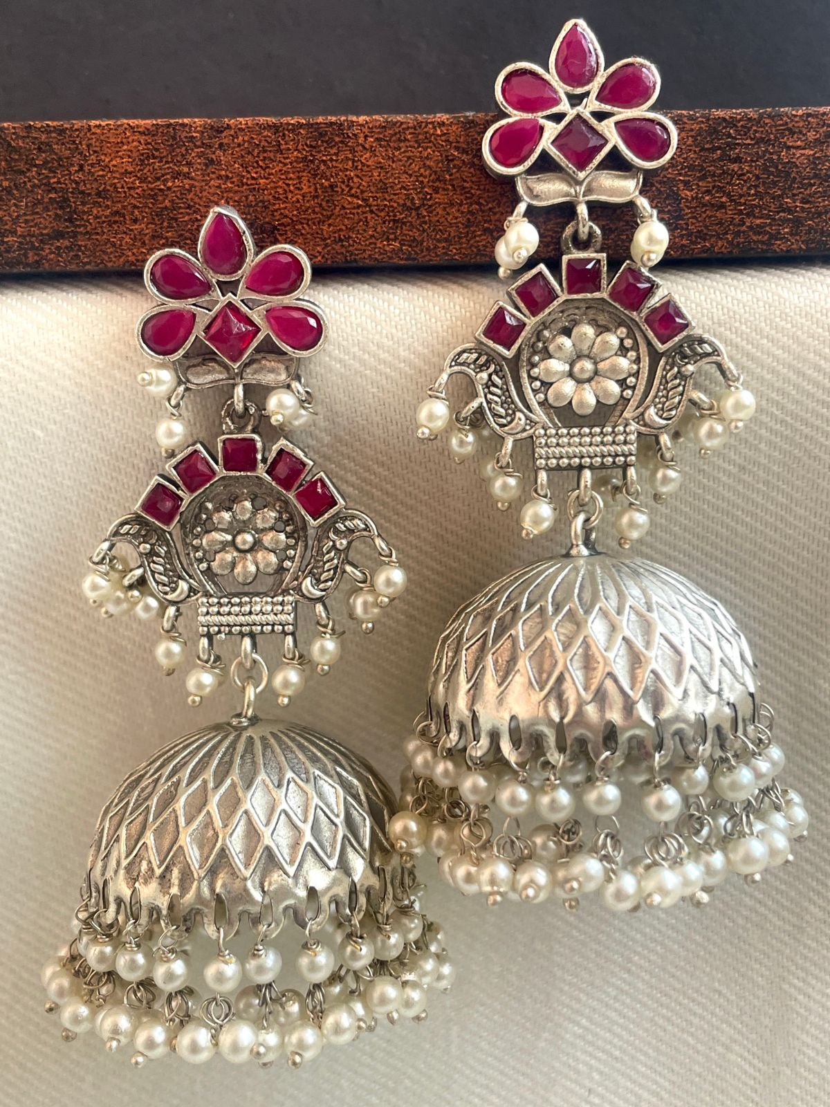 oxidised-pink-jhumkas