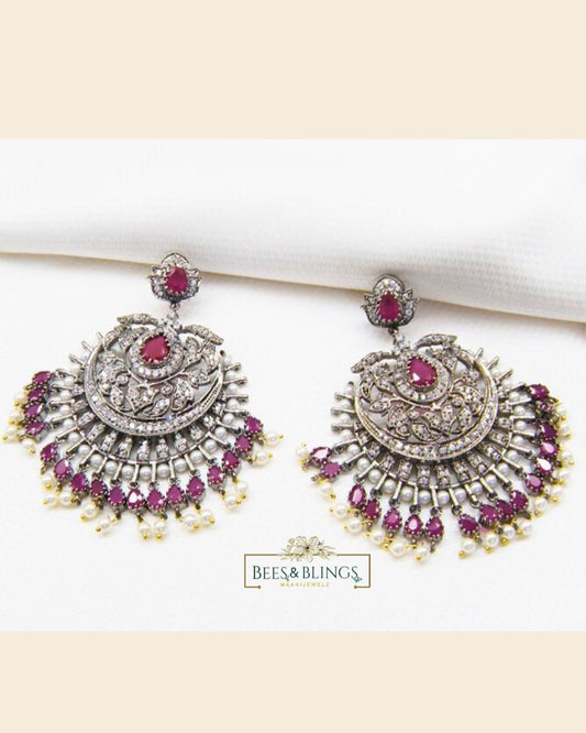 AD-mehroon-Chandelier-jhumki-Earrings