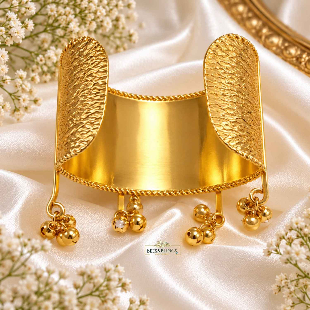 Gold Textured Statement Cuff Bracelet