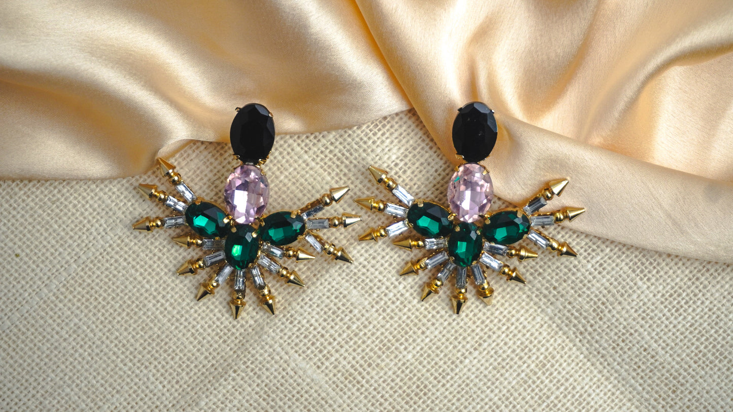 Golden-green party-earrings