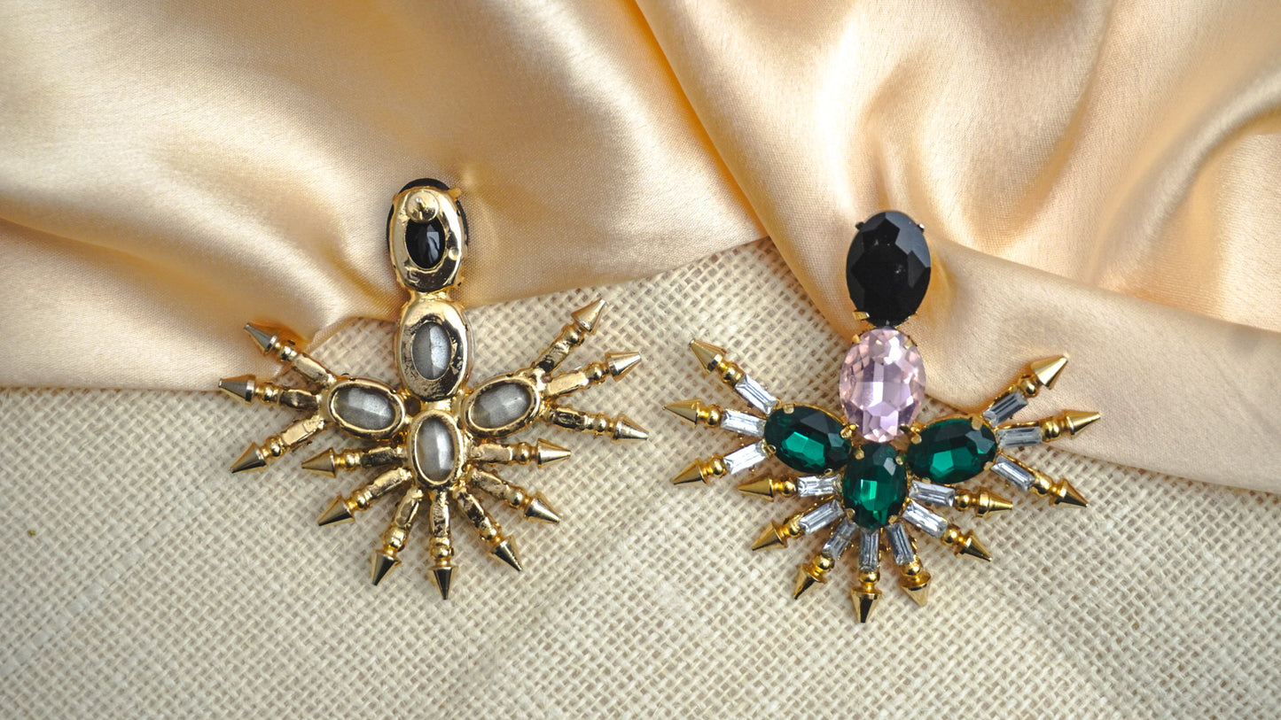 Golden-green party-earrings