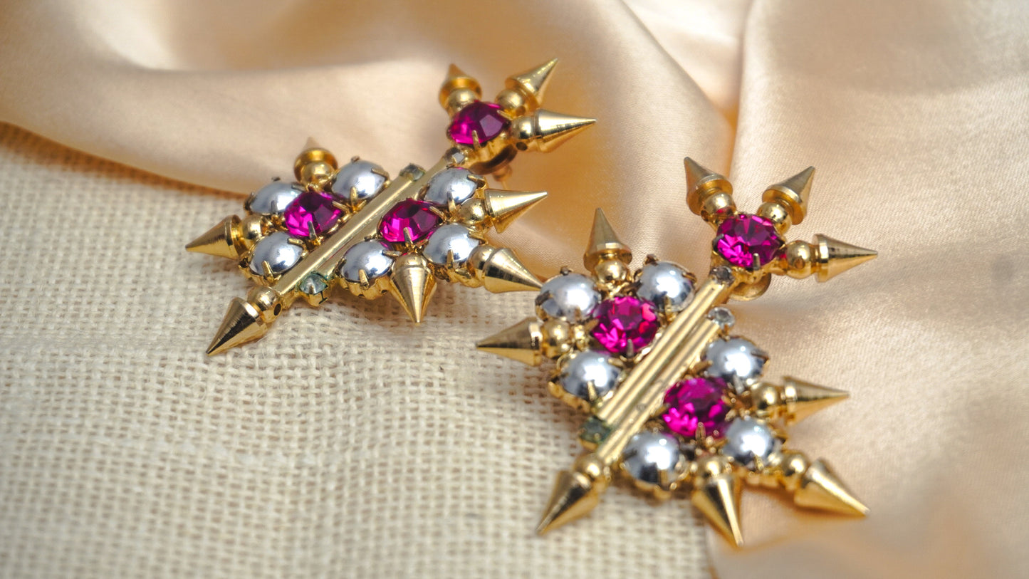 pink-partywear-statement-earrings