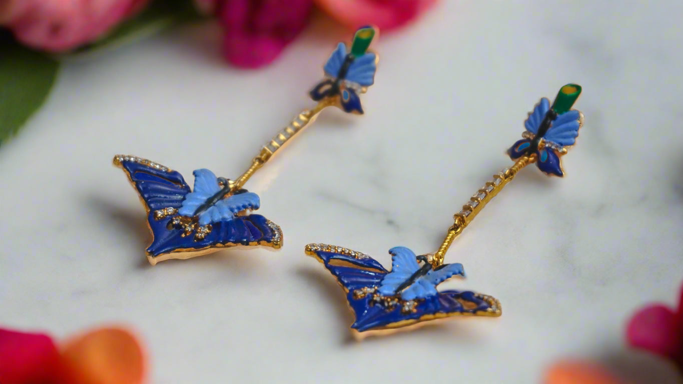 pink butterfly party earrings
