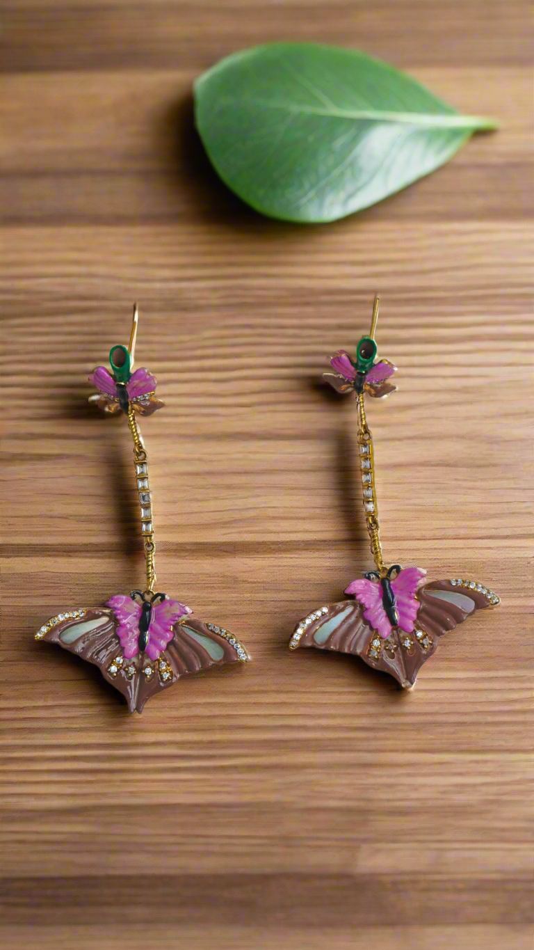 pink butterfly party earrings
