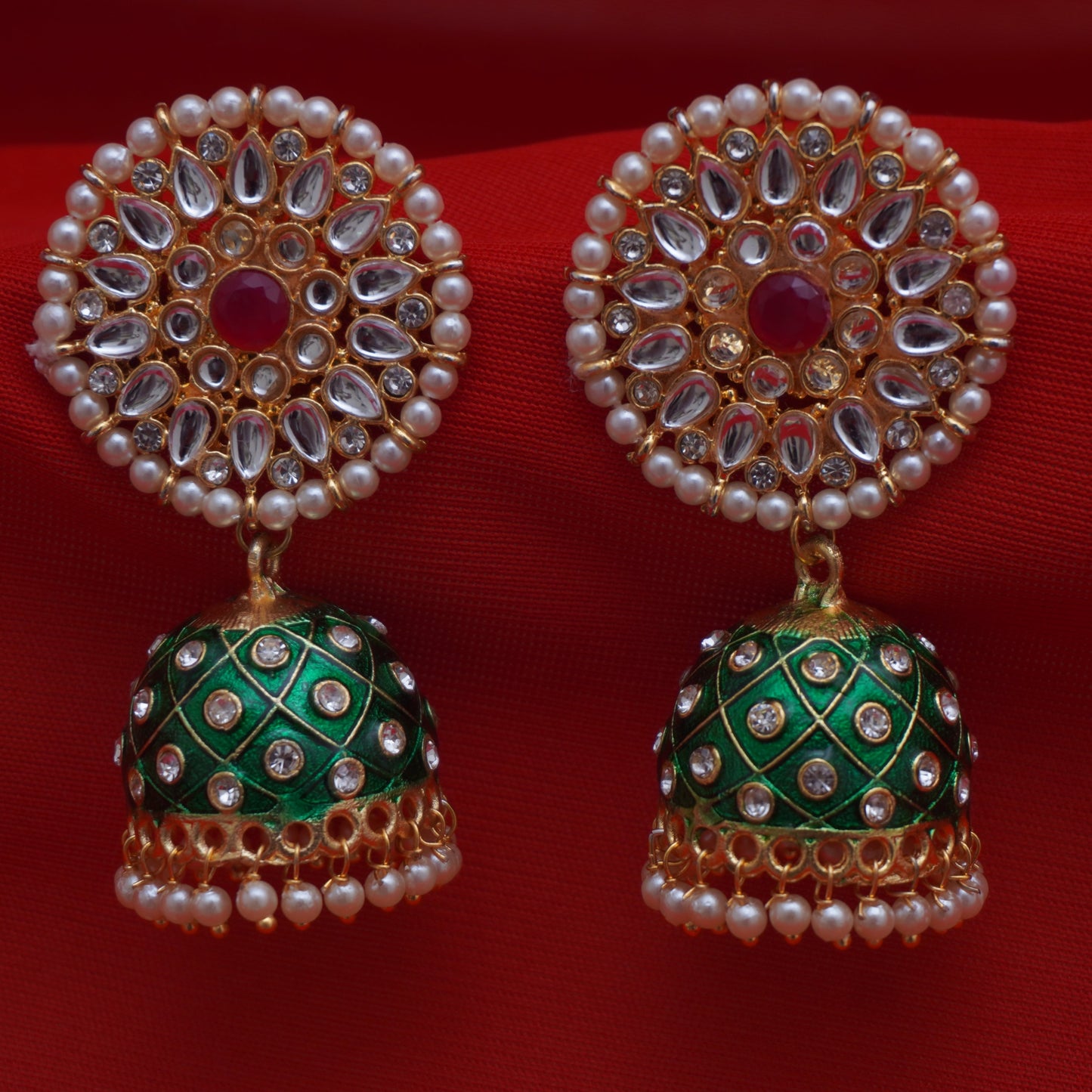 Meenakari Kundan Jhumkis