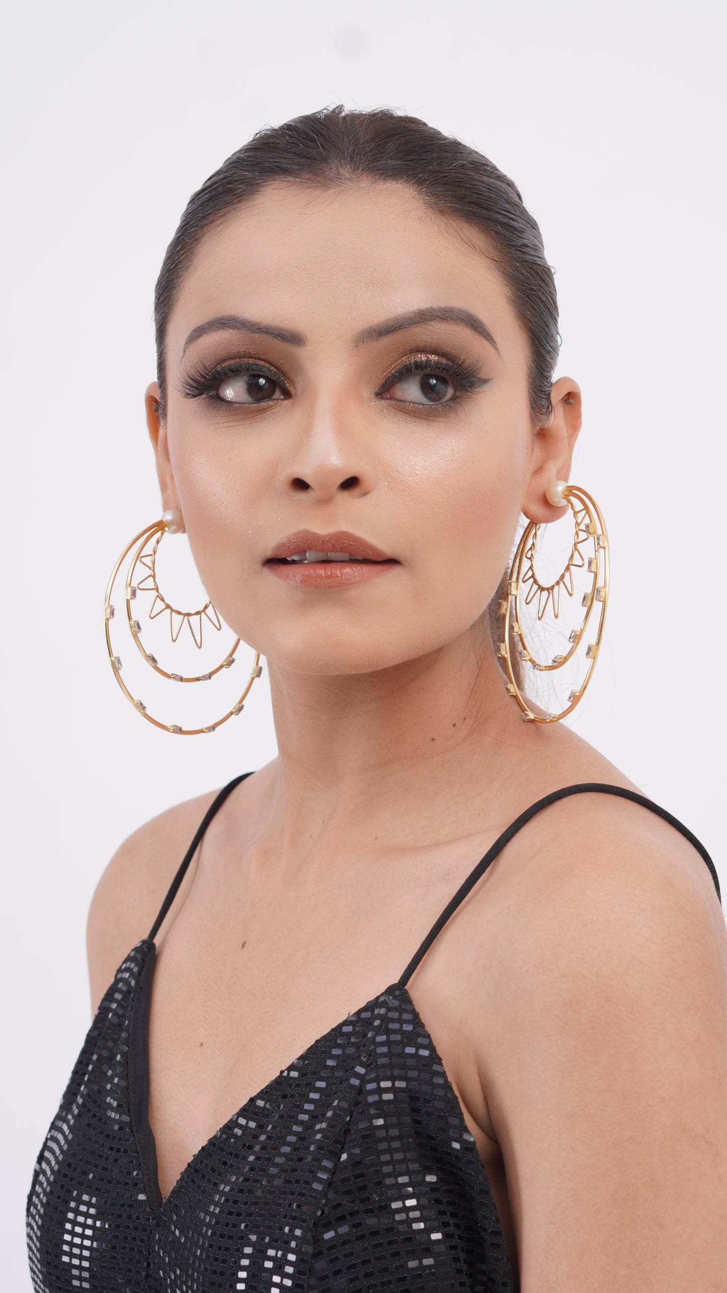 GOLDEN PARTY WEAR HOOP EARRINGS( BOSS LADY)