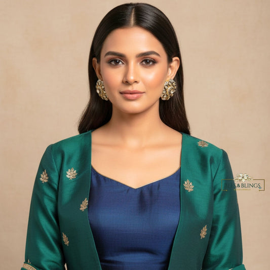 Gold-Kundan-Floral-Statement-Stud-Earrings