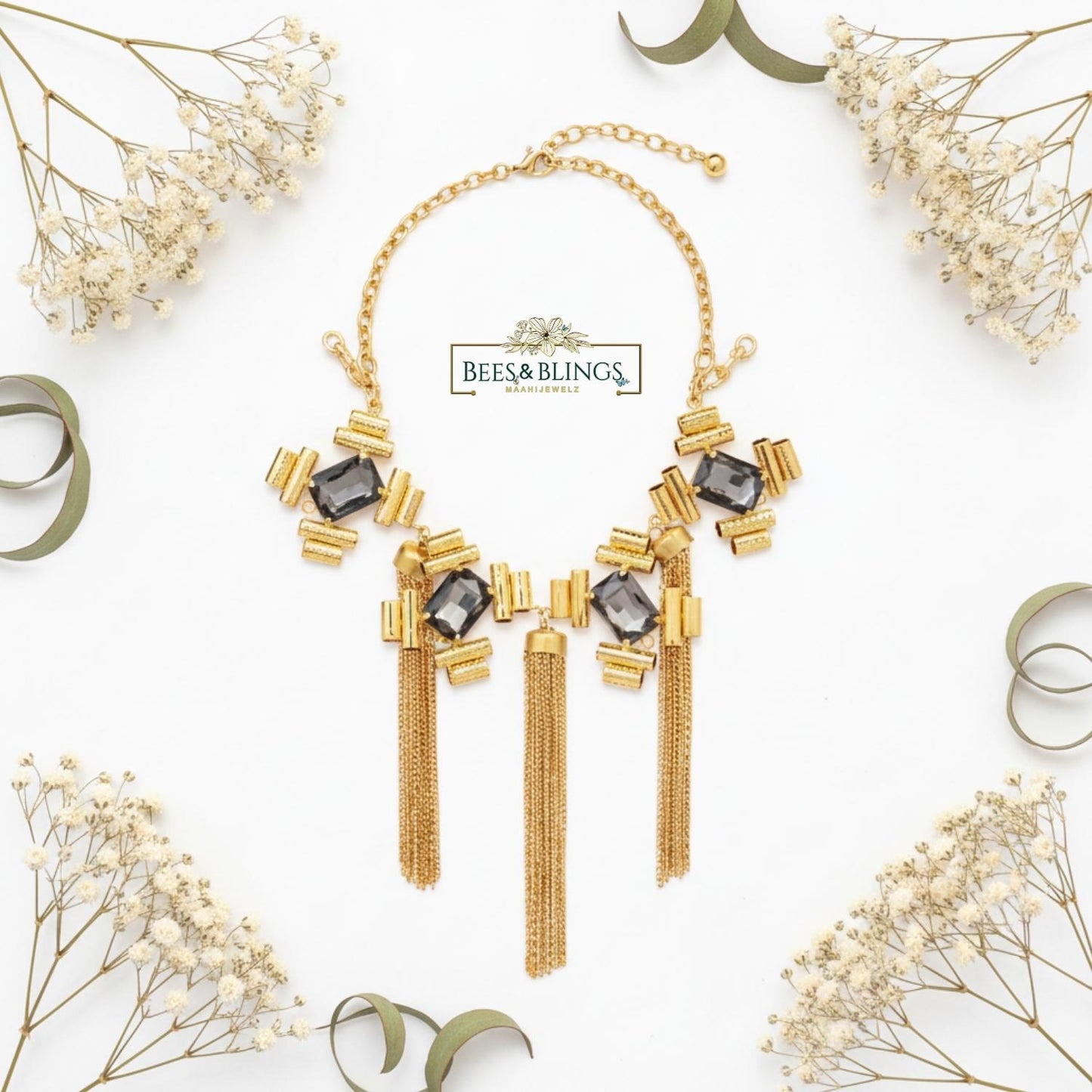 Golden -black -party-necklace