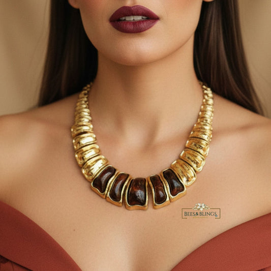 Golden Brown Statement Necklace
