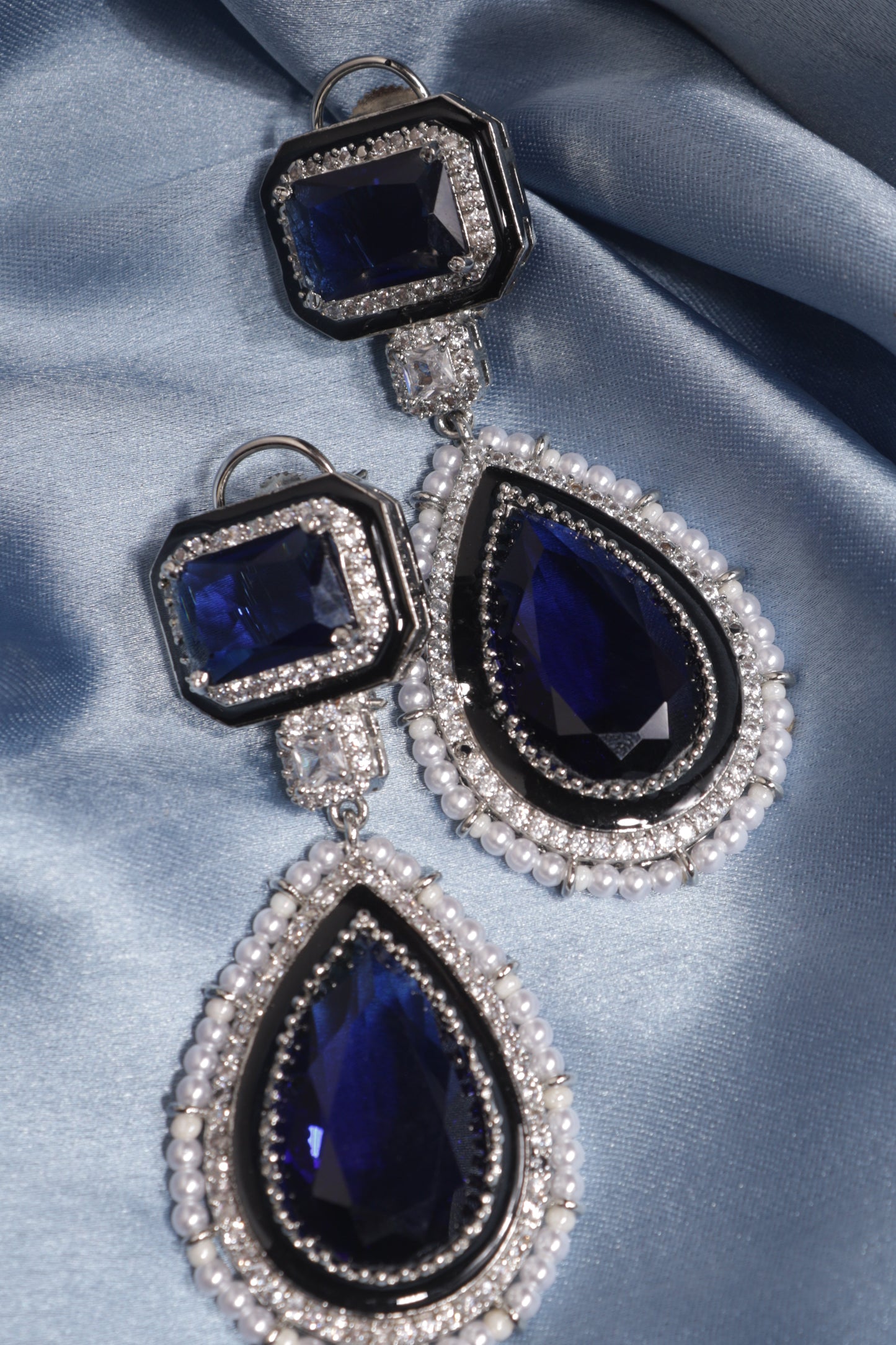 blue ad drop earrings