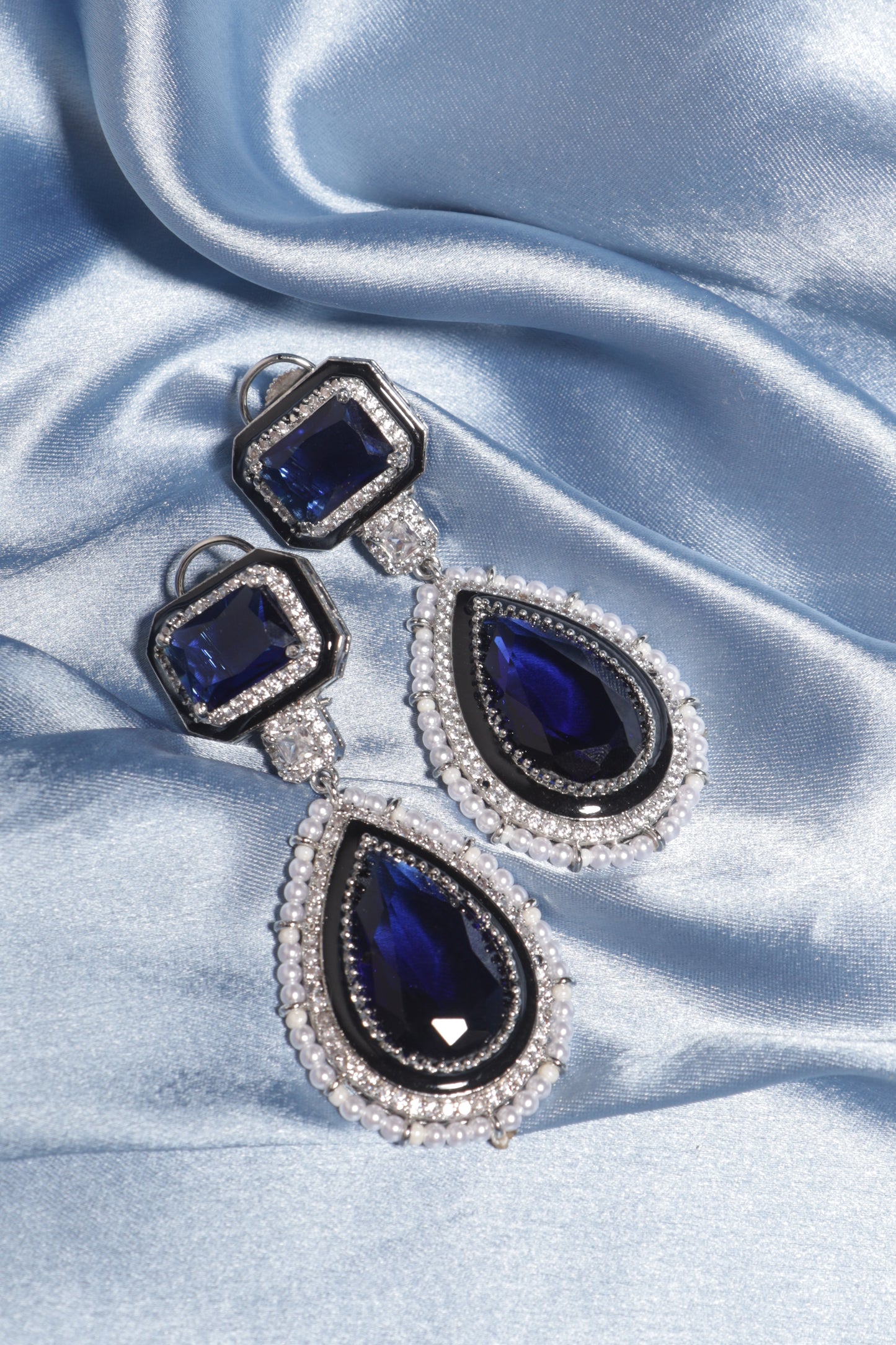 blue ad drop earrings