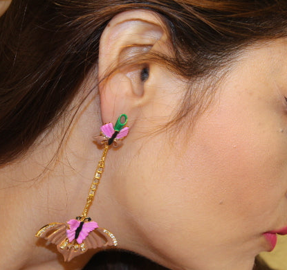 pink butterfly party earrings