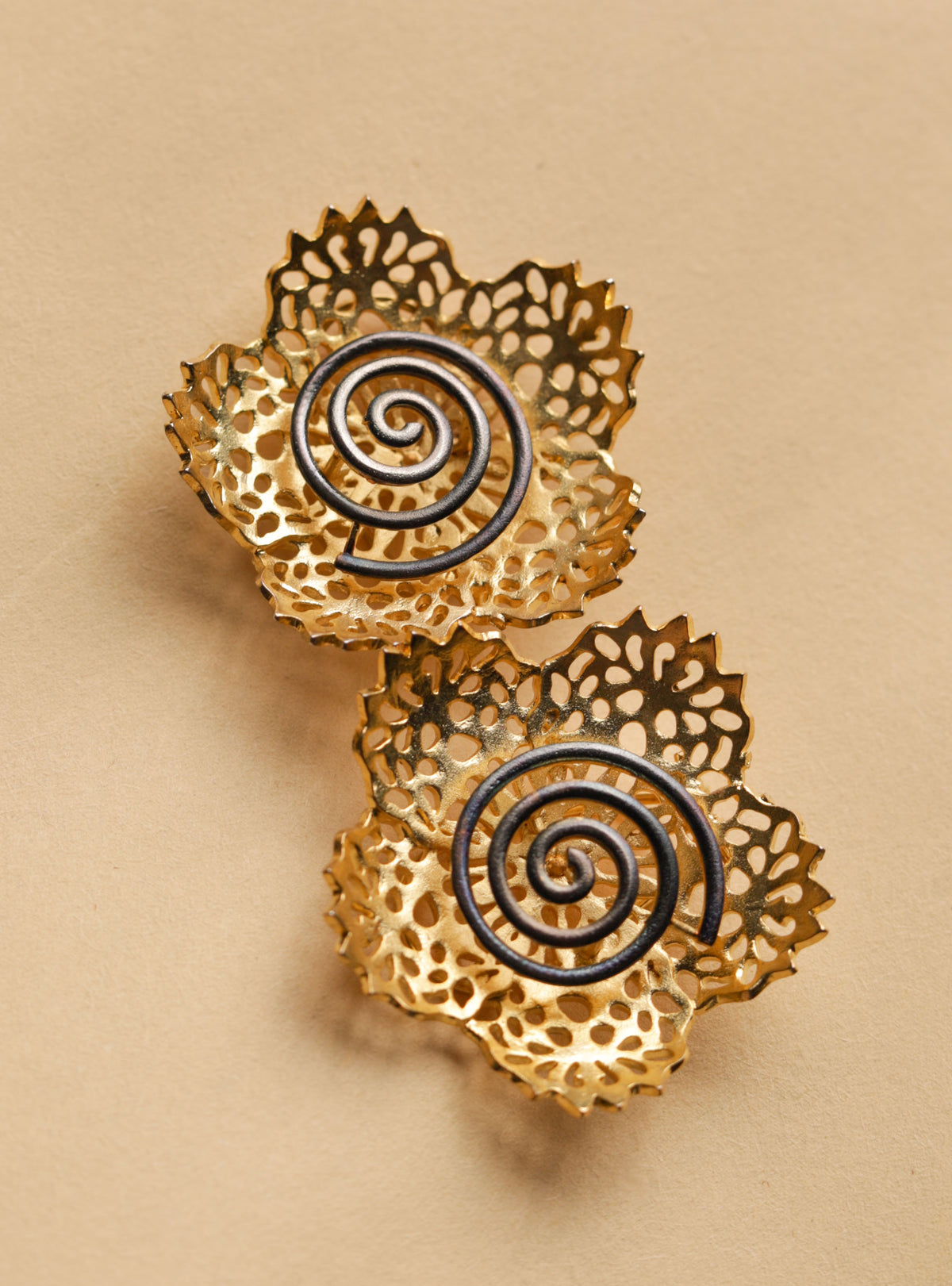 Golden blossom statement studs