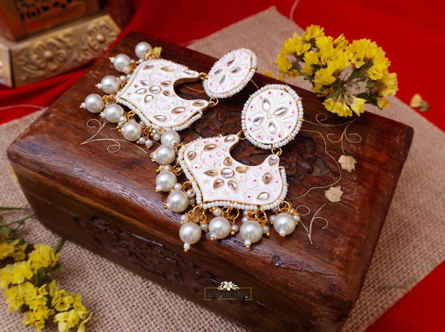 white-meenakari-kundan-jhumkas