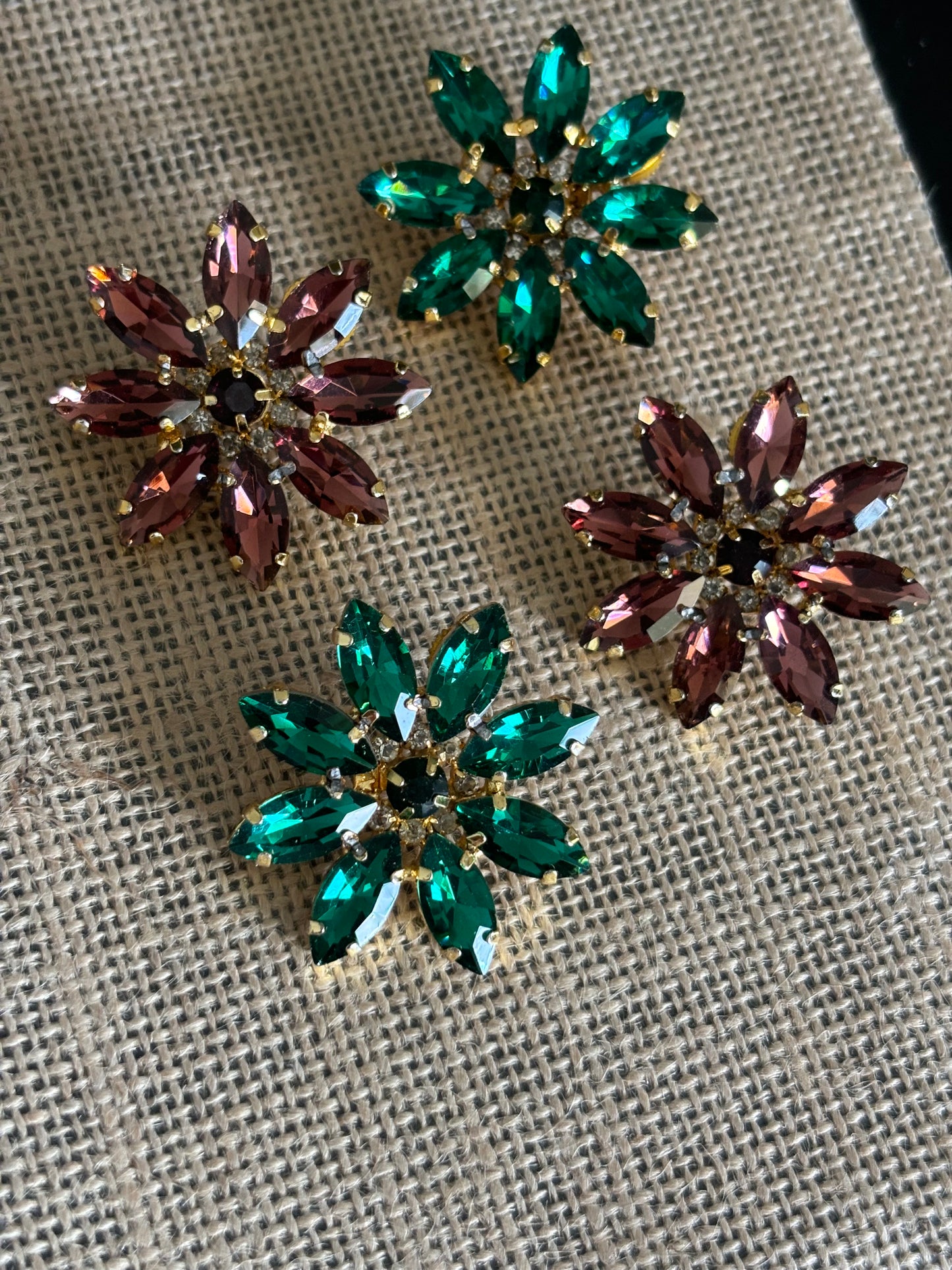 floral rhinestone studs earrings