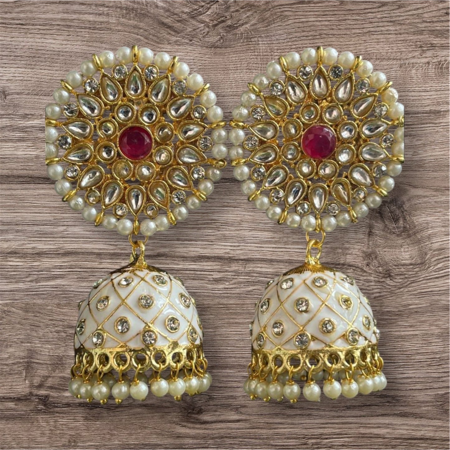 Meenakari Kundan Jhumkis