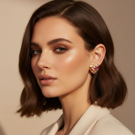 multicolour heart statement earrings