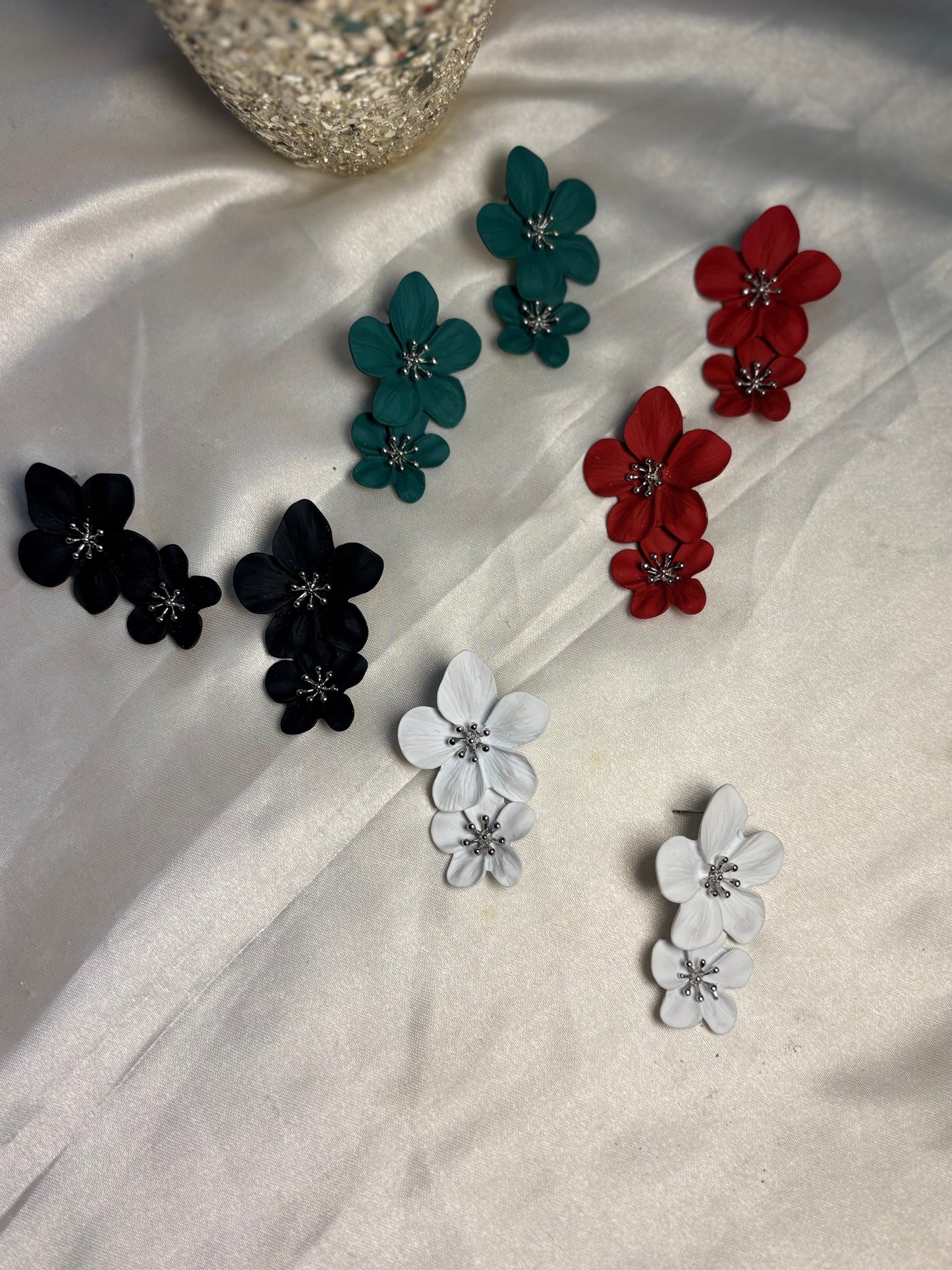 Handmade Flower Statement Earrings