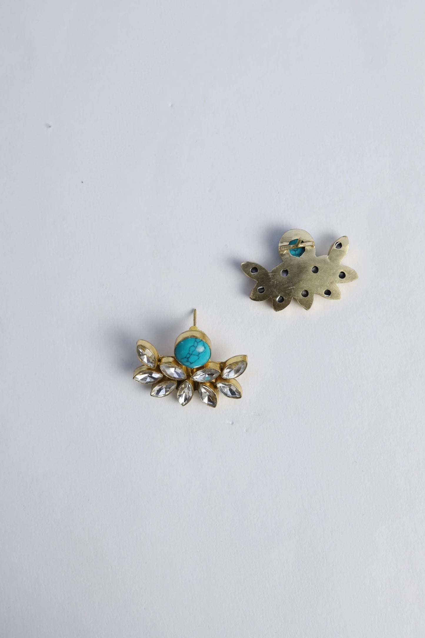 ferozi kundan studs earrings