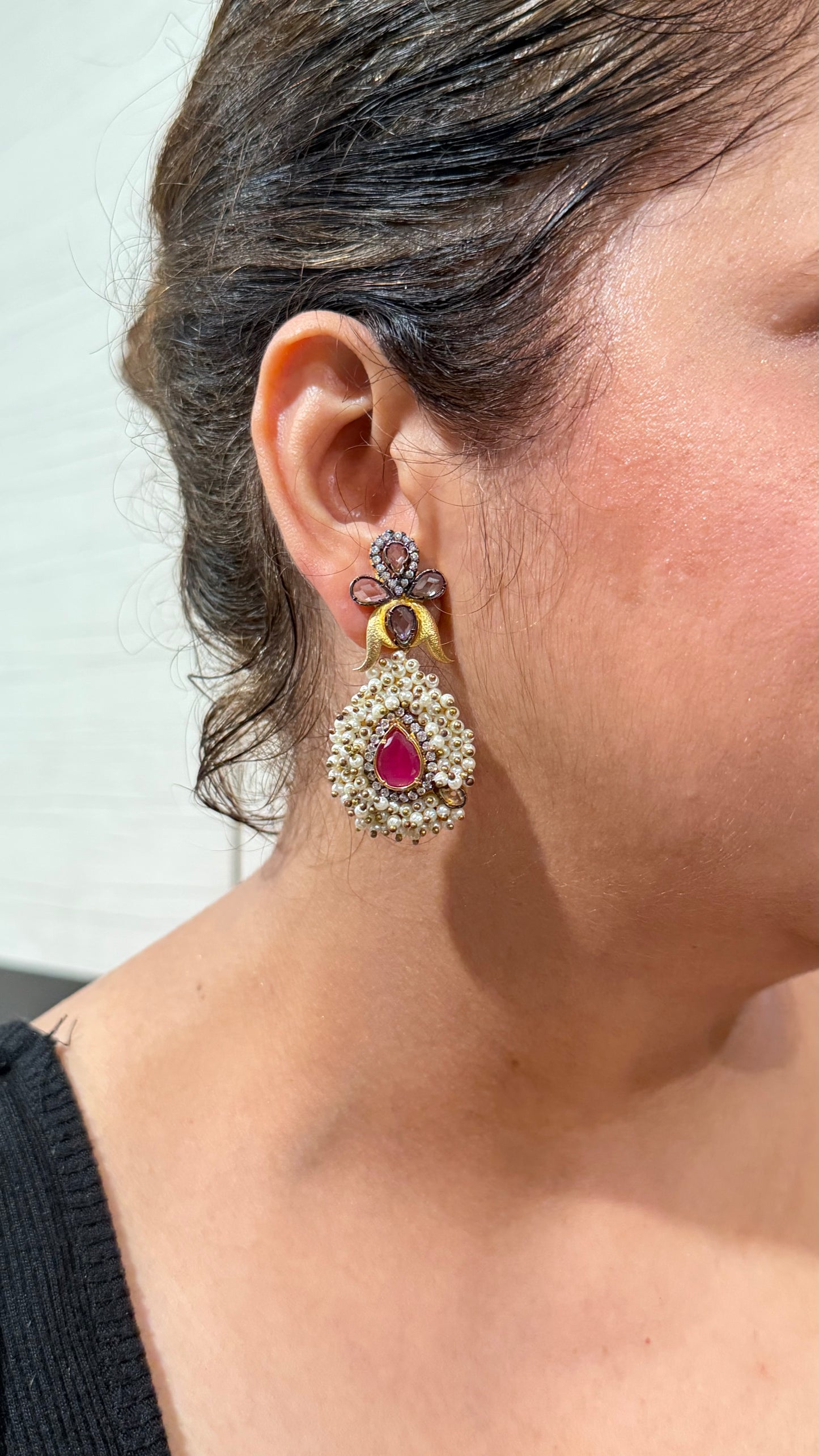 Mehroon Ethnic Earrings