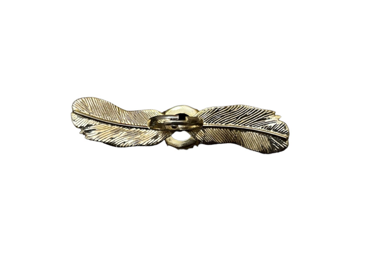 goldplated-black stone -leaf-ring