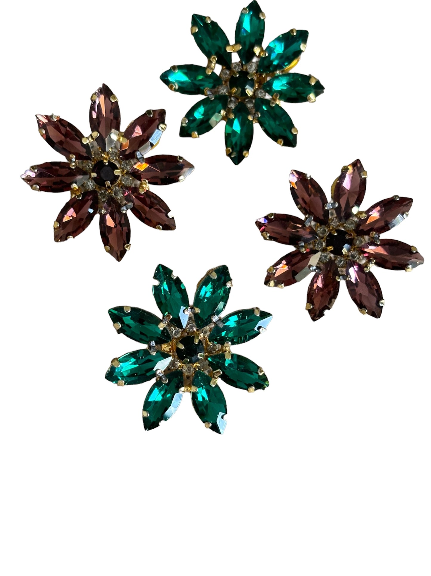 floral rhinestone studs earrings