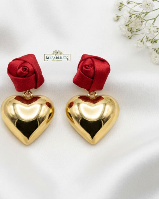 Redgolden_heart_statement _studs