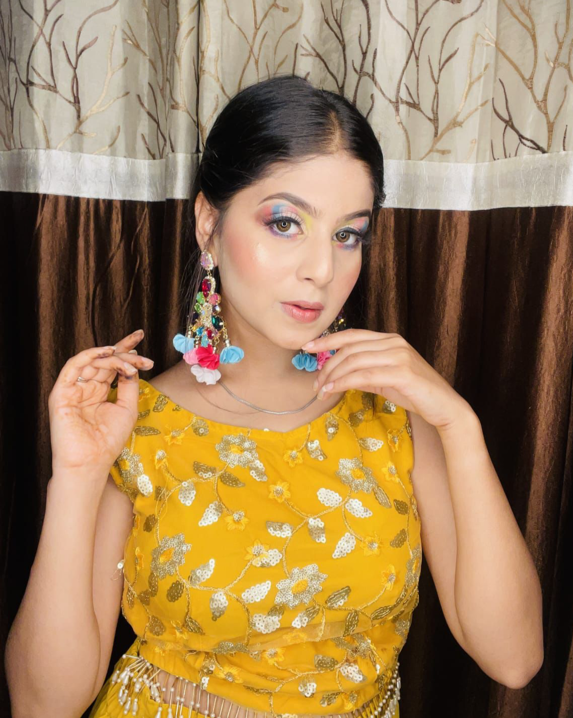 Mehroon-floral-Party-earrings