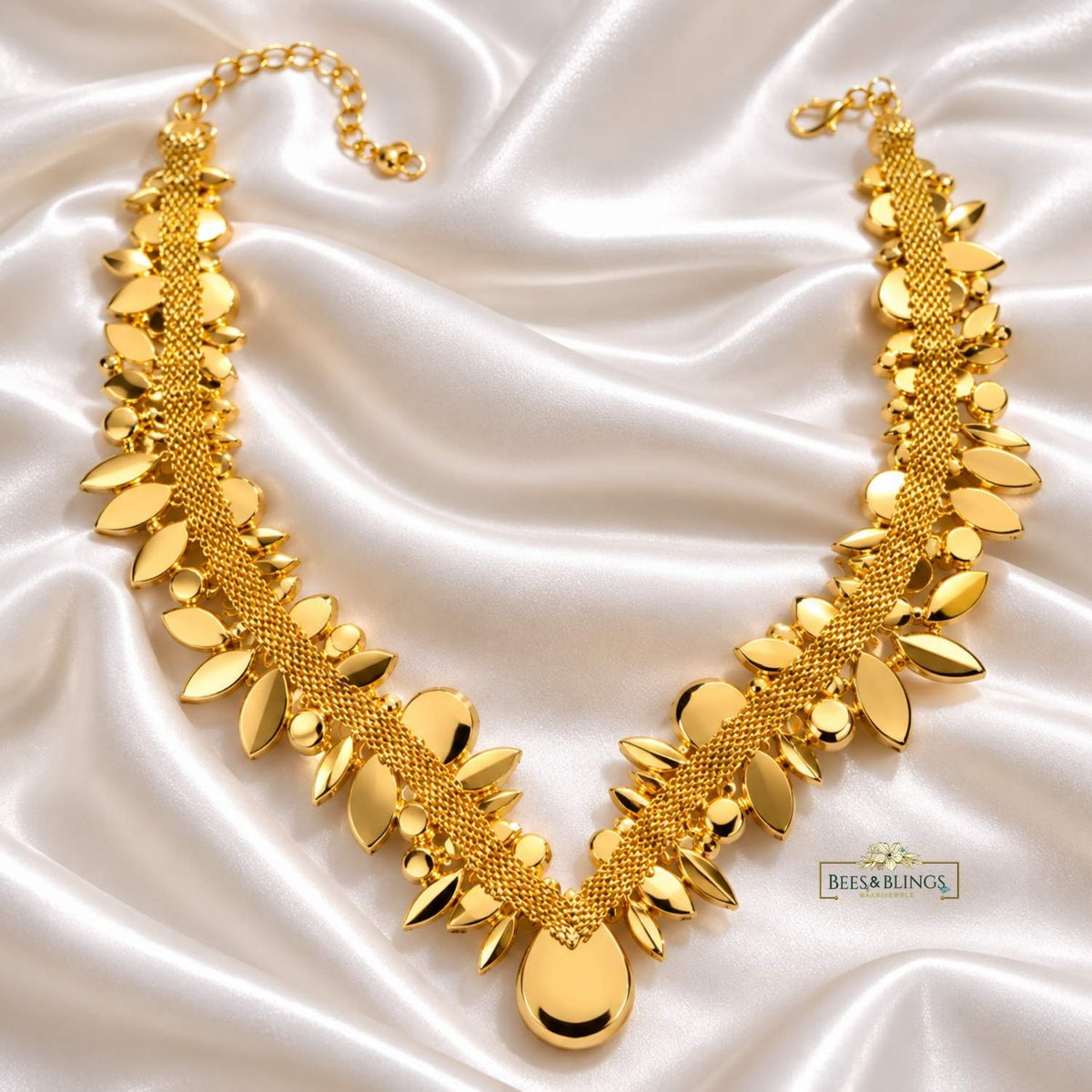 Golden Rhinestone Statement Necklace