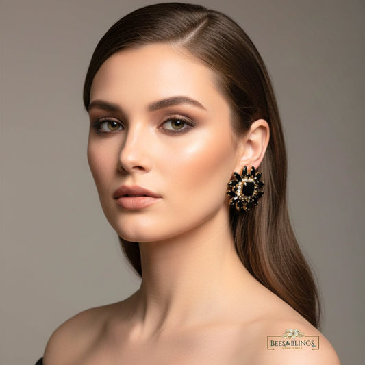 Black-rhinestone-stud-earrings