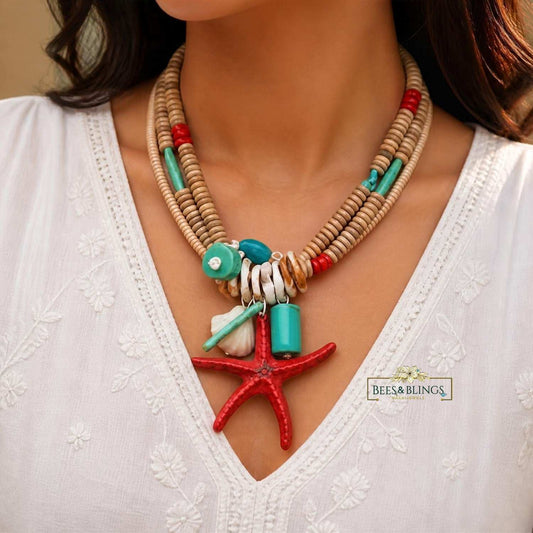 boho-seashell-starfish-statement-necklace