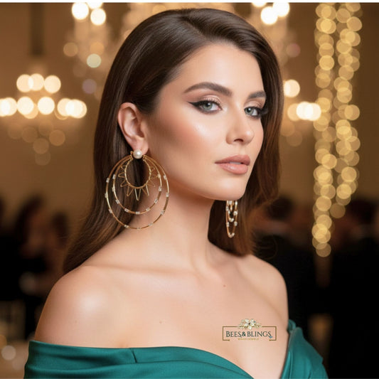 Golden Hoops Statement Earrings