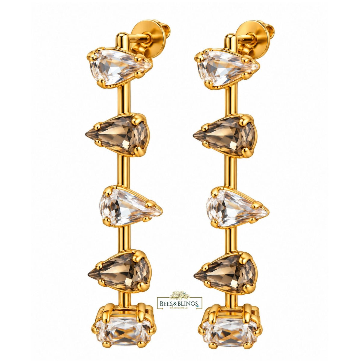 Golden Crystal Hoop Earrings – Statement Earrings for Women
