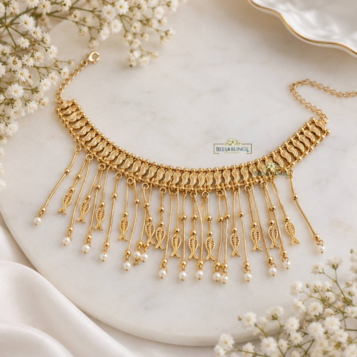 Royal Paisley Tassel Necklace | Gold Festive Jewellery – Bees & Blings