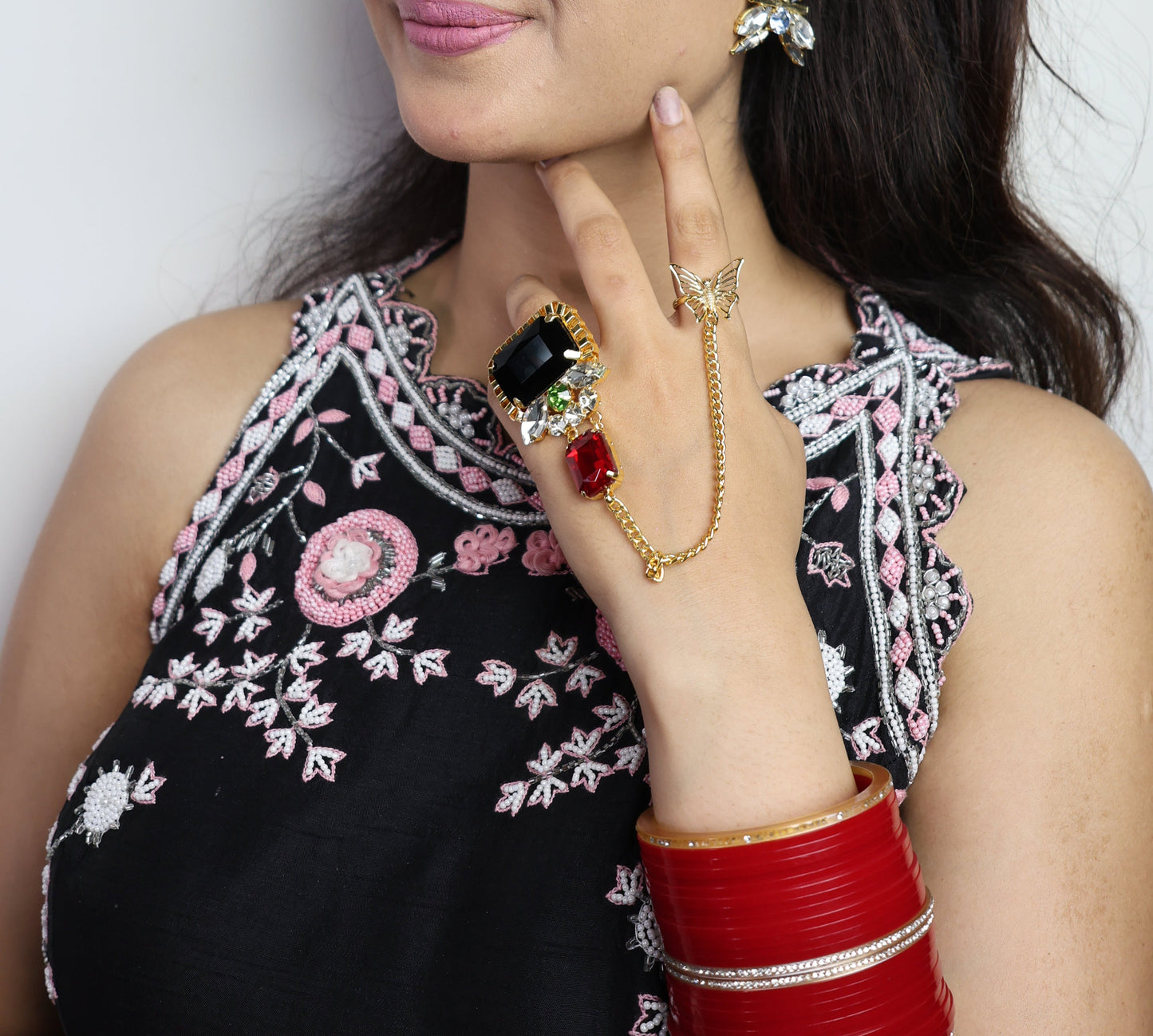 goldplated-double-finger-chain-ring