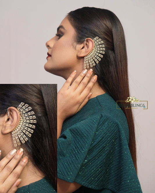 gold plated statement ear cuffs