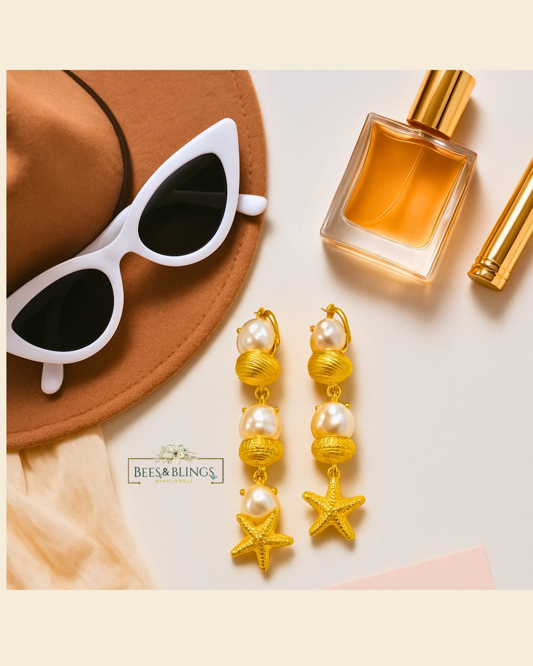 Gold Pearl drop Earrings