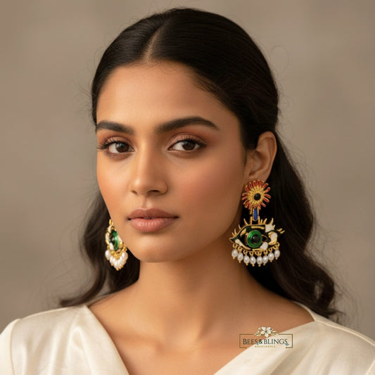 Gold Evil Eye Statement Earrings