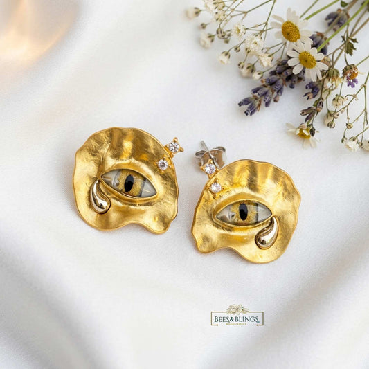 Gold Evil Eye Stud Earrings
