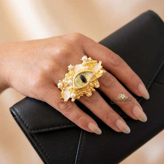 GoldPlated EvilEye Statement Ring