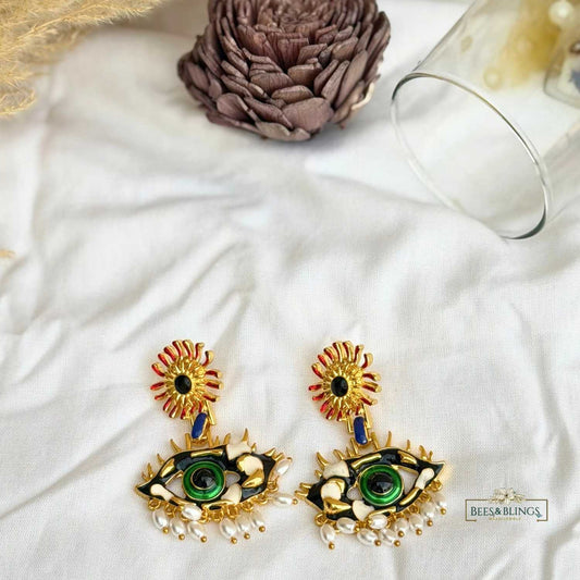 Gold Evil Eye Statement Earrings