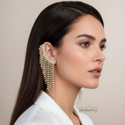 Golden Crystal Tassel Ear Cuff