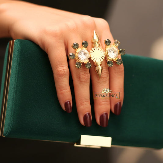 Gold Plated Black Statement Ring