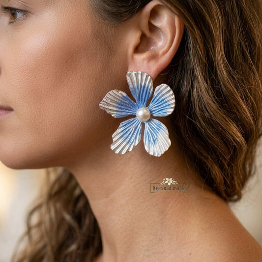 Blue Blossom Statement Earrings