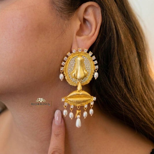 Gold Pearl Baroque Nose Stud Earrings