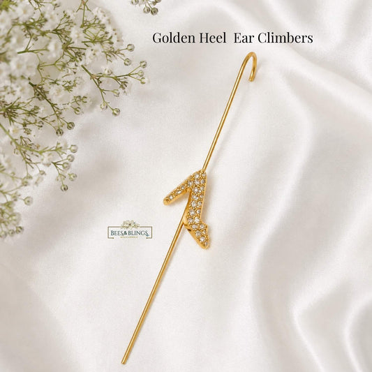 Golden Heel statement ear climbers