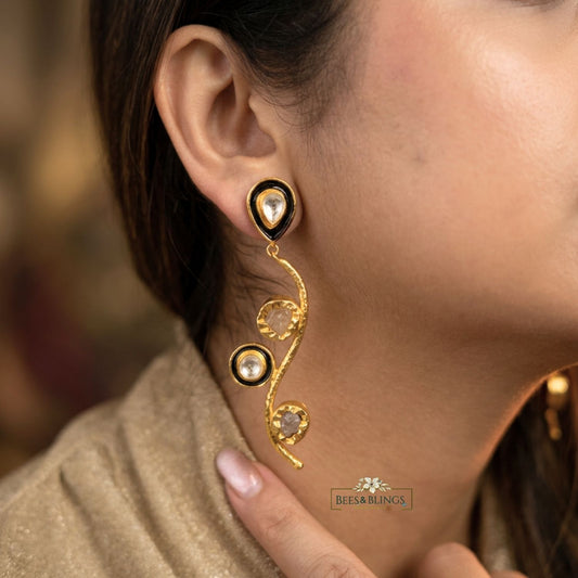 Golden Druzy Statement Drop Earrings